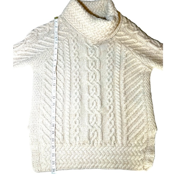 Saol Merino Wool Sweater Cream Tan Long Sleeve Unique Cable Knit - Picture 3 of 6